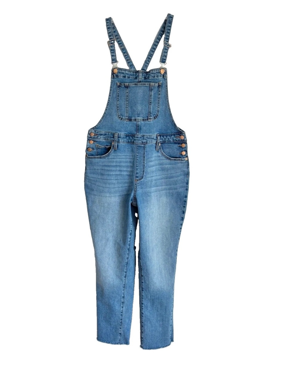 Universal Thread Classic Bib Denim Overalls Womens 10/30R Crop Raw Hem